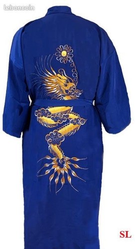 Peignoir kimono nuisette bleu - peignoir,