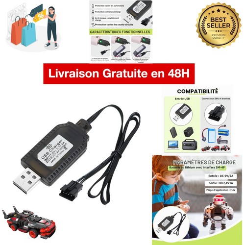 Chargeur usb lipo 2s - 7.4v,