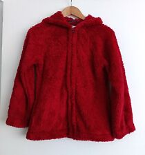 Veste gilet poilue rouge a capuche. Etam. Taille S