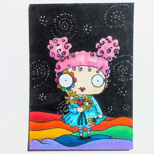 Original aceo atc fantasy girl - original,