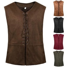 Gilet costume de pirate médiéval à lacets pour hommes steampunk Renaissance