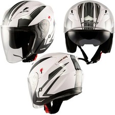 Jet Casque Moto Scooter Double Visière ECE 22-06 Certificat Blanche Argent