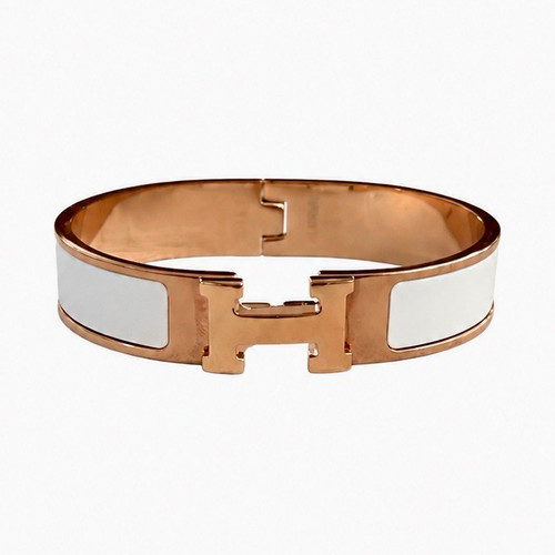 Hermes clic white enamel - hermes, h