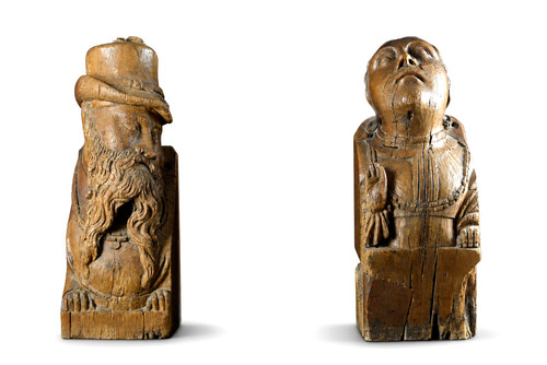 Pair large wooden carved - large,