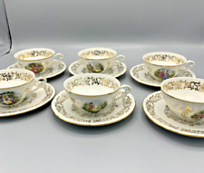 Antique CNP Berry Coffee Service - Fine Porcelain 6 Cups - Fragonard Decor