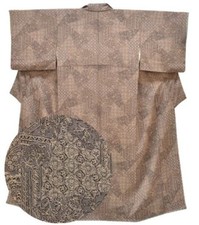 JAPANESE KIMONO VINTAGE / SILK JACKET ROBE / KOMON FLOWER TRADITIONAL 3mt1880P