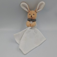Doudou lapin beige blanc gris