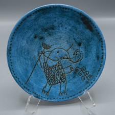 READ Jacques Blin (1920-1995) Zoomorphic Blue Bread Plate 6" Ceramic #7