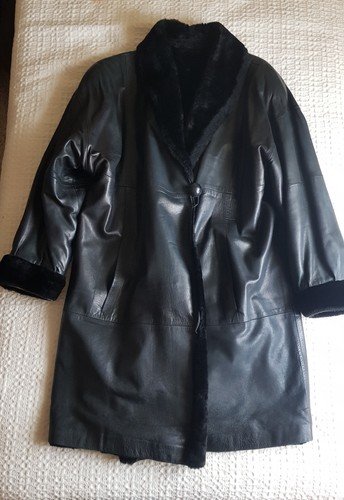 Manteau cuir lapin sprung - cuir,