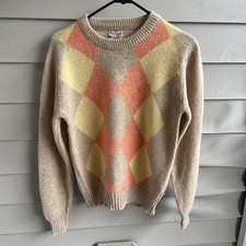 Vintage Alan Paine Shetland Wool Sweater Men 38 Tan Made in England Academia