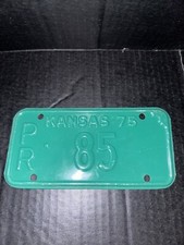 Kansas Vintage 1975 Motorcycle License Plate PR 85