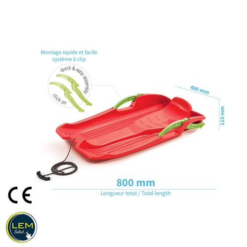 Luge neige plastique rouge - en,