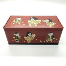 Vintage Tissue Box Holder With Attached Mirror On Lid Asian Themed Plastic