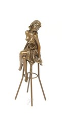 Art Deco Bronze Sculpture of a lady on Barchair after Pierre Collinet