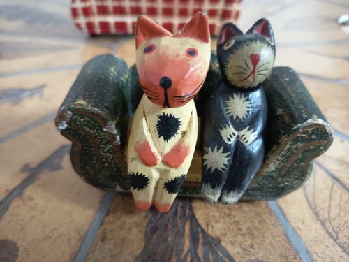 Figurines chat bois peint - chat,