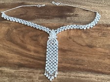 vintage collier pendentif argent de type pierre du Rhin, semble être tourmaline.