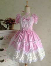 Gothic Lolita Girl Sissy maid Pink Fancy Dress Cosplay Costume Tailor-made