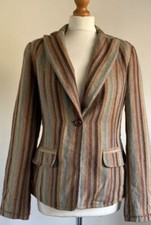 Vintage 90s Y2K Tweed Striped Embroidered Blazer Guzzi Jacket 10 Retro