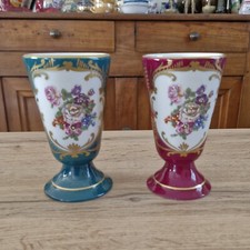 TRES JOLIE PAIRE DE MAZAGRANS EN PORCELAINE DE COULEUVRE - AVANT 1985