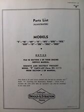 Briggs Stratton model "9" 9B 9F 9P Engine Parts Manual Lawn Garden Tractor Mower