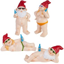 Nains de Jardin Nus Amusants 23-24 cm Homme Femme Gnome Statue Naturiste Nudiste
