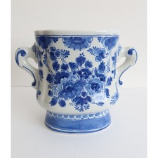 Vintage Royal Delft Flower Vase Jardiniere Delftware Signed Glazed Earthenware