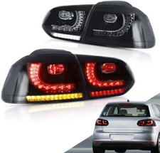 2 FEUX ARRIERE LED POUR VW GOLF 6 AVEC CLIGNOTANT LED DEFILANT NOIR TRANSLUCIDE