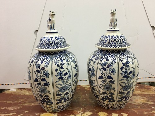 Paire vases couverts - paire,