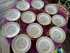 12 Assiette Creuse Blanches Dorées KG Lunéville Badonviller Modèle Lutetia 22,5c