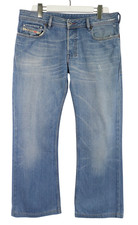 Diesel Zathan Hommes Jeans W33 L30 Décoloré Effet Moustaches Bouton Mouche Bleu