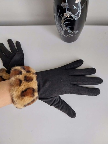 Gants femme noir - , poignet