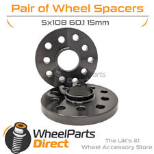 Wheel Spacers (2) Black 5x108 60.1 15mm for Renault Megane Sport 225 [Mk2] 04-06