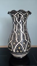Antique Yellow Oriental Vase Ceramic Arabesque Pottery Safi Morocco Hand Painted 