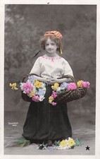 CP ENAMELLING LITTLE GIRL LONG SKIRT WITH BASKET FLOWERS - SAZERAC 81181