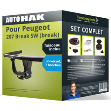 Attelage pour Peugeot 207 Break SW 07- col de cygne + Faisceau uni 7 broches TOP