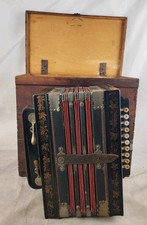 Antique 1st Half 19th Century Wooden Organet Accordion With Case