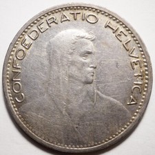 SUISSE : 5 FRANCS ARGENT 1923B