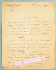 ● L.A.S 1929 Louis DUMONT WILDEN Belgian newspaper WHY NOT? autograph letter