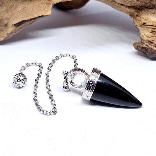 Cône obsidienne pendule en - pendule,