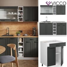 Kitchenette Cuisine intégrée R-Line 160 cm Style rustique blanc anthracite Vicco