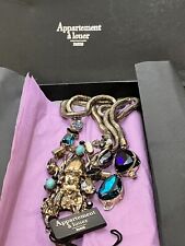 Appartement A Louer Paris Giant SCARAB Glass Statement Long Necklace w Box RARE