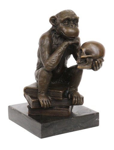 Statuette bronze singe avec - en,
