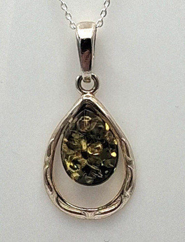 Pendentif ambre 925 argent - en,