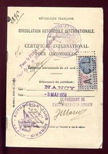 certificat international pour automobiles permis de conduire ancien Nancy 1934