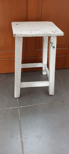 Petit tabouret bois blanc - tabouret, en