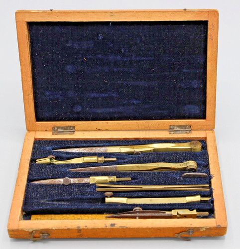 Ancienne boite compas - compas, bois