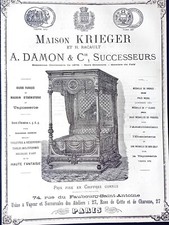 1890' Antique Furniture Maison Krieger Racault Damon Paris Old Advertising