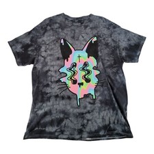 Spencers Tripy Tie Dye Psychedelic Melty Meow Cat Shirt Mens Size XL