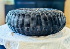 EUC Vintage 1990s IKEA Black Poly Woven Round 17” Pouf Footstool Ottoman