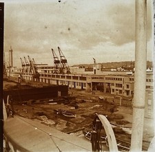 FRANCE Le Havre Chantier naval c1920 Photo Plaque verre Stereo Vintage V51L5n11